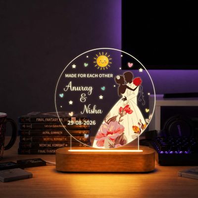 Personalized Couple LED Photo Lamp, Custom Name & Date Acrylic Night Light, Romantic Anniversary & Birthday Gift for Husband Wife, Boyfriend Girlfriend, Couple Bedroom Decor